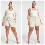 Good American NEW Better Than Leather Shorts Elastic Waist Bone Size 6 3XL Photo 3