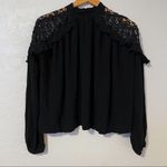 Free People Little Bit Of Love Black Crochet Lace Boho Blouse Top Women’s XS Photo 2
