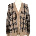 Joie  Plaid Cardigan V-Neck Sweater Beige Black Size Large Photo 0