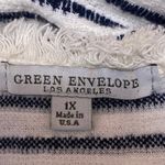 Green Envelope White Blue Striped Knit Short Sleeve Fringe T Photo 2