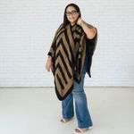 Anthropologie  Silence + Noise Black and Brown Knit Poncho Photo 1