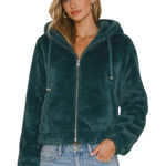 Philosophy  Faux Fur Hooded Jacket Coat Green Size S Boho Photo 0