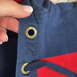 Ralph Lauren 100% Cotton Hooded Sweater, 3/4 Sleeves, Red/Blue, Size Medium Photo 2