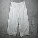 Joie  Cropped Pants 100% Linen White M Drawstring Capri Lace Trim Beach Resort Photo 2