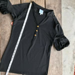 Tracy Negoshian Womens Top Size XXS Solid Black Stretchy Piper Bell Sleeve NEW Photo 5