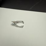 Vintage Double Wishbone Brooch Pin Silver Tone Blue Rhinestone Faux Pearl Lucky Photo 7