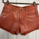 Free People ‎ Women's Shorts Washed Denim Raw Hem Pockets Burnt Orange Size 28 Photo 0