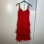 Marchesa Notte Tiered Lace Trim Midi Dress Size 0 Red Glam Holiday Event Wedding Photo 1