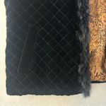 Chico's black quilted velvet paisley lined vest with rabbit fur size 2 large Photo 4
