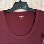 Old Navy Maroon Snug Long-Sleeve Scoop Neck Ribbed T-Shirt Photo 3