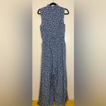 Cupshe Blue Floral Wide Leg Sleeveless Jumpsuit L Smocked Waist Pockets Photo 2