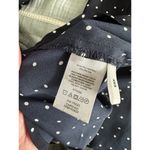 Loft Long Sleeve Collarless Button Down Blouse Navy Blue White Polka Dot Large Photo 5