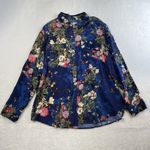 Chico's  3 US 16 18 Easy Button Shirt Print Silky Floral Top Navy Floral Pattern Photo 1