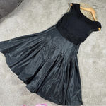 Tadashi Shoji  Black Taffeta Fit and Flare Cocktail Formal Evening Dress Size 6 Photo 6