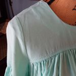 Crown & Ivy Mint Blue-Green Babydoll Pleated Bell Sleeve Blouse Photo 3