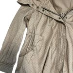 Vintage Brown Polka Dot 90s Y2K Cropped Trench Coat Jacket Hooded Pockets 8 Photo 1