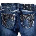 Miss Me Women's Low Rise Denim Jean's Size 26 (2) Med Wash Loose Saddle Stitch Photo 3