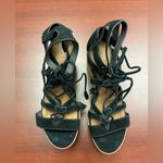 Frye  Black Strappy Lace Up Platform Wedge Sandal Size 8 Photo 1