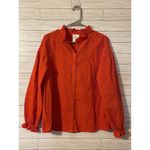 Nimo With Love Floral Eyelet Cotton Mandarin Collar Long Sleeve Blouse Top Large Orange Photo 1