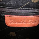 Double Fish 90s Leather Geometric Beige Green Silver Drawstring Shoulder Bag Photo 12