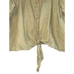 Talbots  Linen Boxy Top Women XL Button Up Tie Front Puff Sleeves Coastal Granola Photo 3