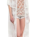 POL  Lace Duster Kimono Open Front Cover Up Bohemian M/L Photo 0