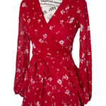 Love Fire Dress‎ Womens Red Size XS Large SleeveFloral Lace V Photo 0