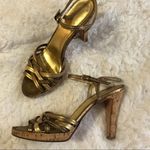 Coach Gold Strappy Sandals Cork Heels 7.5 Photo 0