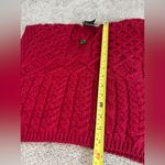 Blarney Woollen Mills 100% Merino Wool Made in Ireland Cable Knit Poncho Sweater Red Size M Photo 3