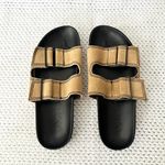 MNG Mango Black Tan Double Buckle Slide Suede Strap Sandals 37 Size 6 Photo 4