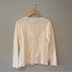 Ralph Lauren LAUREN Off White Long Sleeve Women’s T-shirt with Brown Suede Med Photo 1