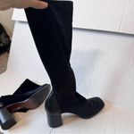 Vintage Black Velvet Mid Calf Sock Boots Women’s 8 Fall Classic Heels Photo 6