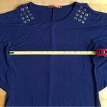 belldini Cold Shoulder Butterfly Sleeve Top, Gold Grommet, Navy Blue, Size S Blue Photo 10