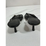 Womans NWOT Strappy Slipon Sandals 8.5 Black Kitten Heel Square Toe Photo 3