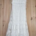 Lulus NWT  Sweet Sentiments White Jacquard Tiered Midi Dress Summery Beachy Sz M Photo 0