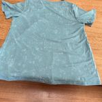 Bloomchic  ruffle sleeve,neck ruched neckline splatter white mint vneck top 12W Photo 2