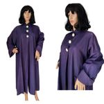 Vintage Purple Sateen Lined Duster Swing Coat 3 button closing large Photo 1