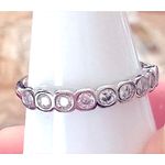 Boutique NEW White Gold Filled Half Eternity Bubble Diamond Simulant Ring, Adjustable Photo 12