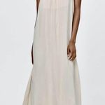 ZARA NWT ivory off white ruched one shoulder flowy straight cut mid maxi dress Photo 1