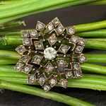 Vintage Unsigned Starburst Snowflake Rhinestones Brooch Photo 0