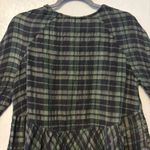 Holding Horses Anthropologie  green plaid tie front ruffle peplum top size medium Photo 10