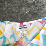 Unique Vintage  Multicolor Zig Zag Summer Dress Photo 3