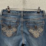 Nine West Mom Jeans 4/27 Blue Embellished Button Flap Pockets Contrast Stitch Photo 3