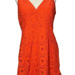 Betsey Johnson  Mini Dress Womens L Orange Crochet Lace Ruffle Hem Boho Flirty Photo 1