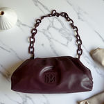 Badgley Mischka Badgley Mischka Wrapped Frame Clutch Plum Shoulder Bag Chain Handle Elegant Photo 0