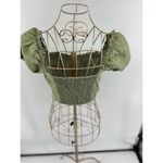 Wilfred Aritzia Wander Green Linen Puff Sleeve Cropped Blouse Size Small Photo 4