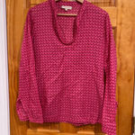 Tory Burch Pink Geometric Print Blouse Top Size 6 Cotton Preppy Chic Holiday Photo 0