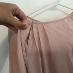 BELLATRIX Pleat Neck Long Sleeve Blouse Solid Light Baby Pink Keyhole Cutout XS Photo 5