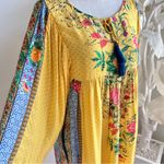 Farm Rio  Lorena Patchwork Floral Yellow Bohemian Tunic Dress Photo 3
