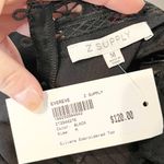 Z Supply Silvana Mock Neck Long Sleeve Embroidered Top Black Medium Photo 2